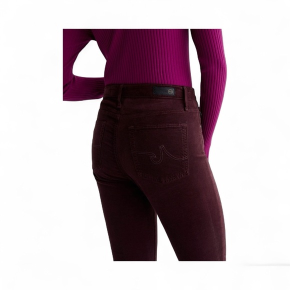 AG Adriano Goldschmied Jodi Velvet Crop High Rise Slim Fare in Burgundy NWOT 27 - Picture 3 of 15
